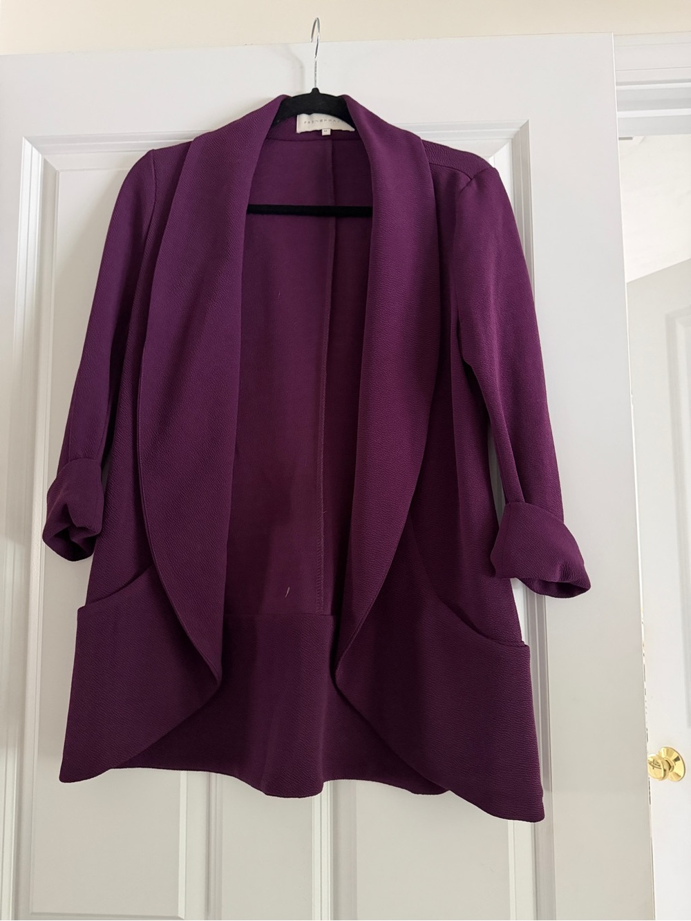 Women's Open-Front Purple Draped Blazer Jacket